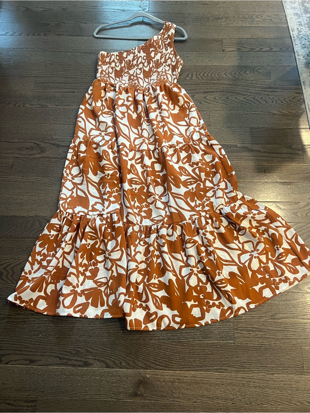Sugarlips One-Shoulder Floral Maxi Skirt - Rust and White